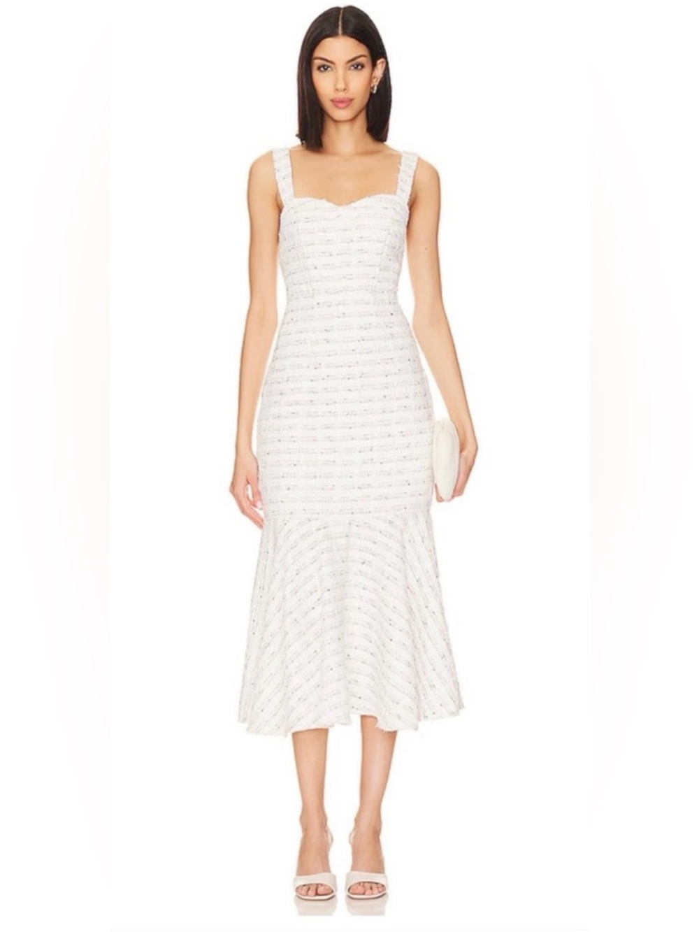 MISA Los Angeles white winter Elke tweed dress in XXS . NWT